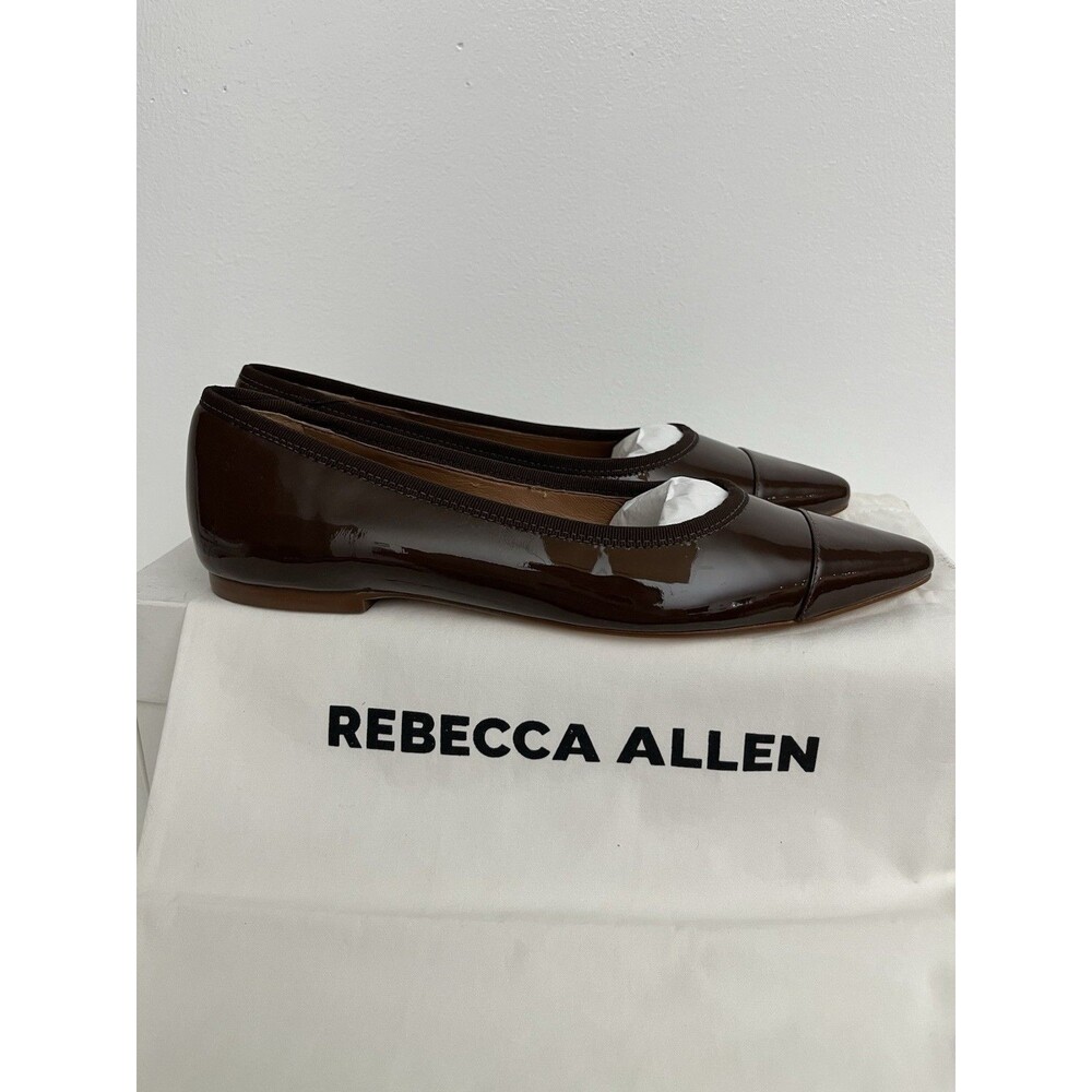 Rebecca Allen The Skim Ballet Flats Nude II Patent Leather Pointed Toe Size 6.5